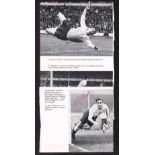 Football autographs, two clipped magazine pages each with signatures, one showing Alf Ramsey with