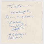Autographs, Victoria Cross, a page torn from an autograph album with 8 VC autographs to include