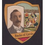 Trade Card, Baines Shield, The Man Himself!, card showing rugby scene with J. Baines inset & message