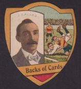 Trade Card, Baines Shield, The Man Himself!, card showing rugby scene with J. Baines inset & message