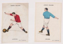 Tobacco silks, Godfrey Phillips BDV Football Colours P Sized, Black captions, set 20 silks including