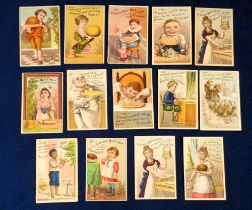 Trade cards, USA, Atmore's Mince Meat, 14 different advertising cards, 'L' size, 7 with printed