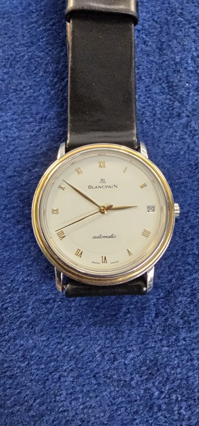 Collectables, Watch, a Blancpain Automatic 18K gold gentleman's watch No 2581 (appears working).