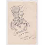 Autograph, Sidney Strube (1891-1956), British cartoonist, a pencil sketch on cream paper signed '