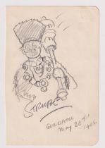 Autograph, Sidney Strube (1891-1956), British cartoonist, a pencil sketch on cream paper signed '