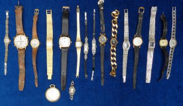 Watches, 17 vintage watches to include Ingersoll pocket watch, Invicta, Rotary gents and ladies,