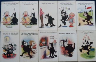 Postcards, Cats, a selection of 10 Felix the Cat comic cards. Themes include signpost, mouse,
