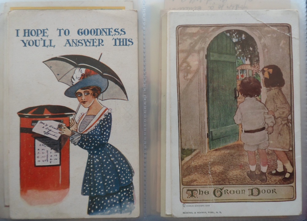 Postcards, a mixed subject collection of approx. 154 cards in modern album, mostly children and - Image 2 of 6