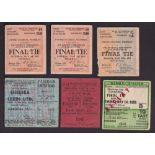 Football tickets, six tickets for FAC Finals 1951 (sl wear and small paper loss), 1953 (x 2),