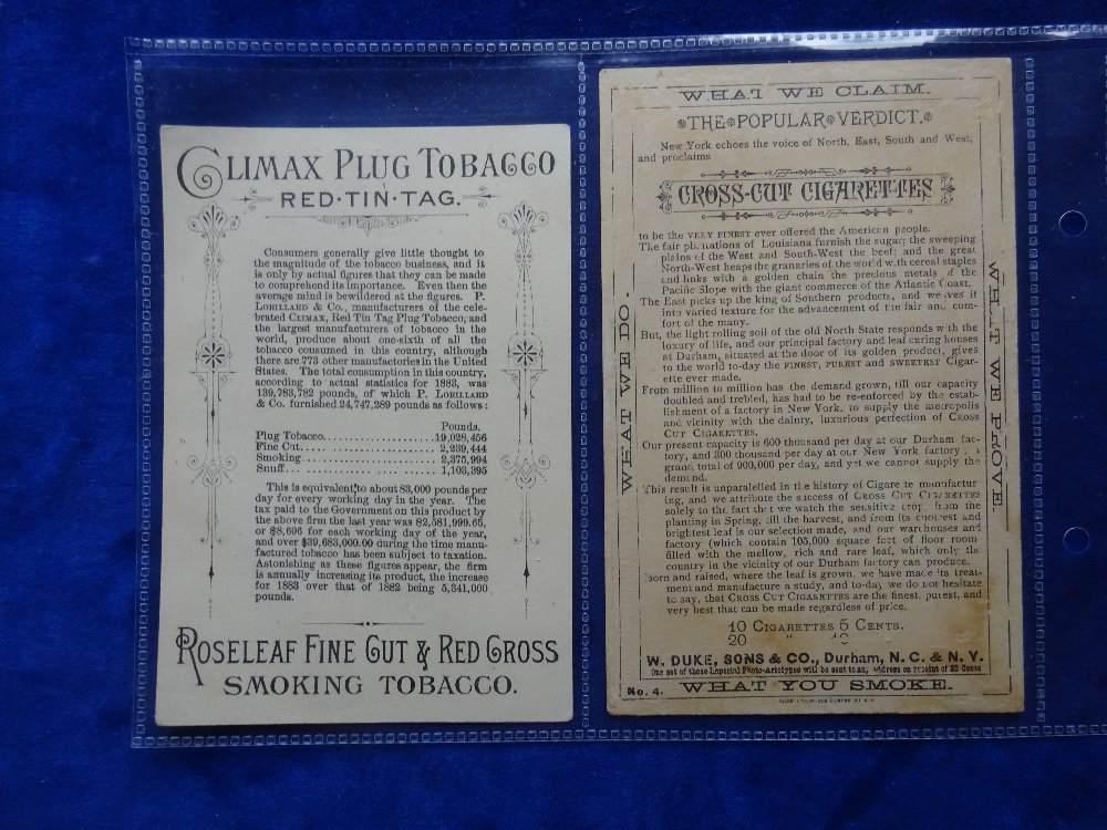 Tobacco non insert, USA advertising issues postcard sized, 4 cards 2 x Kimball Beauties Sepia, - Image 2 of 4