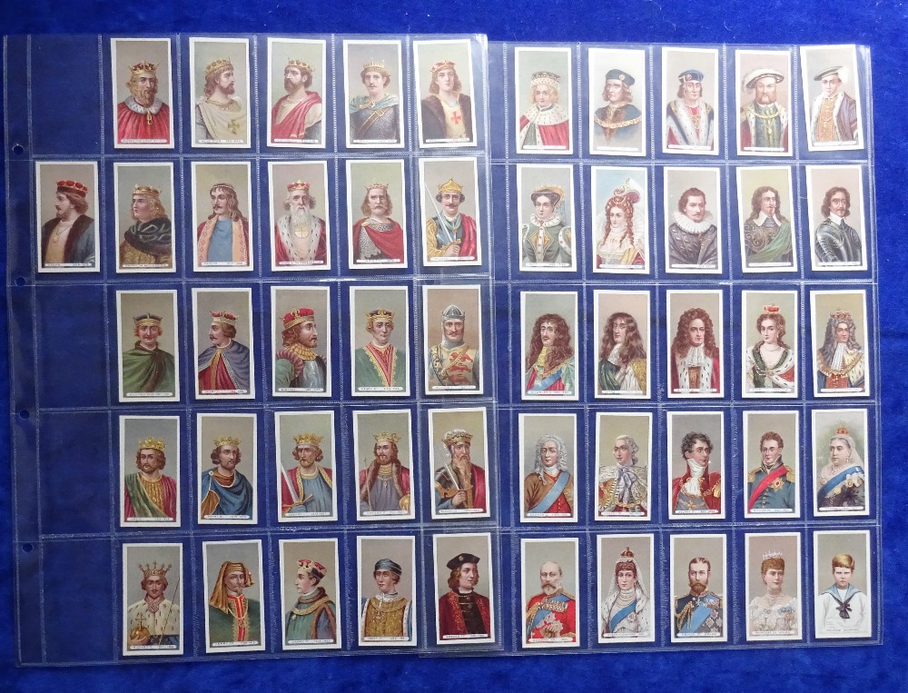 Cigarette cards, Wills Kings & Queens of England (long card, Wills at base), set 51 cards