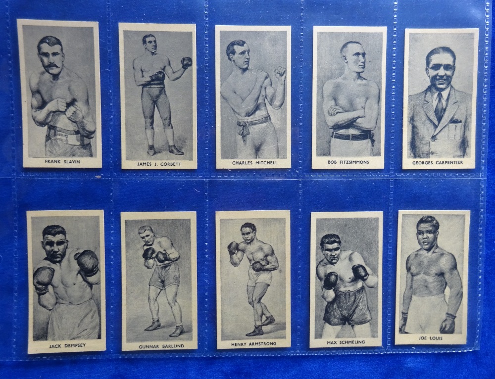Trade cards, Cartledge, Famous Prize Fighters series, set 50 cards (#50 gd rest vg)