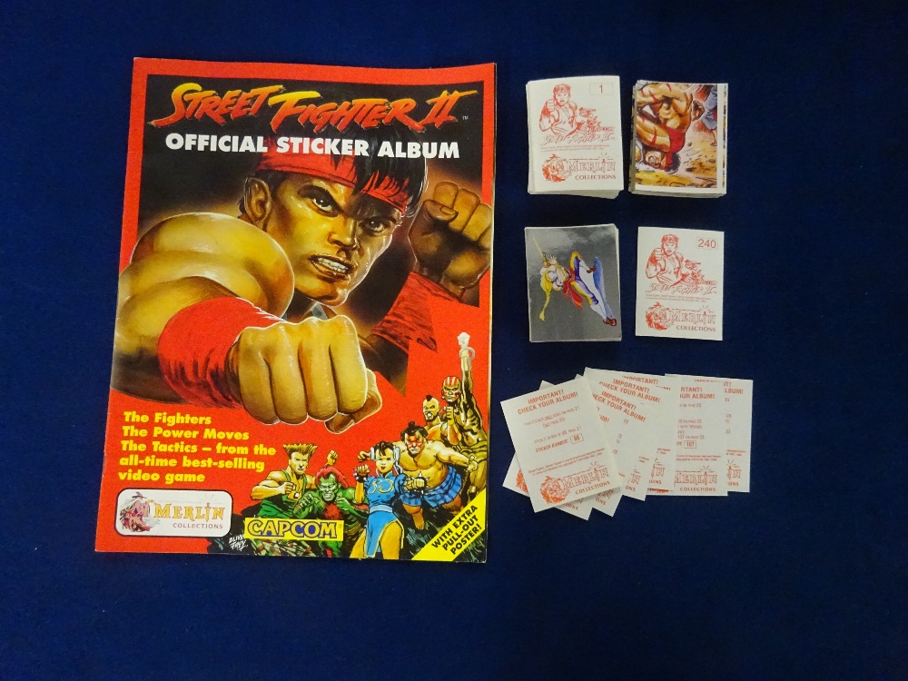 Trade card stickers, Merlin Street Fighter 2, set 240 loose stickers all with original backs, plus 7