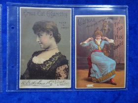 Tobacco non insert, USA advertising issues postcard sized, 4 cards 2 x Kimball Beauties Sepia,