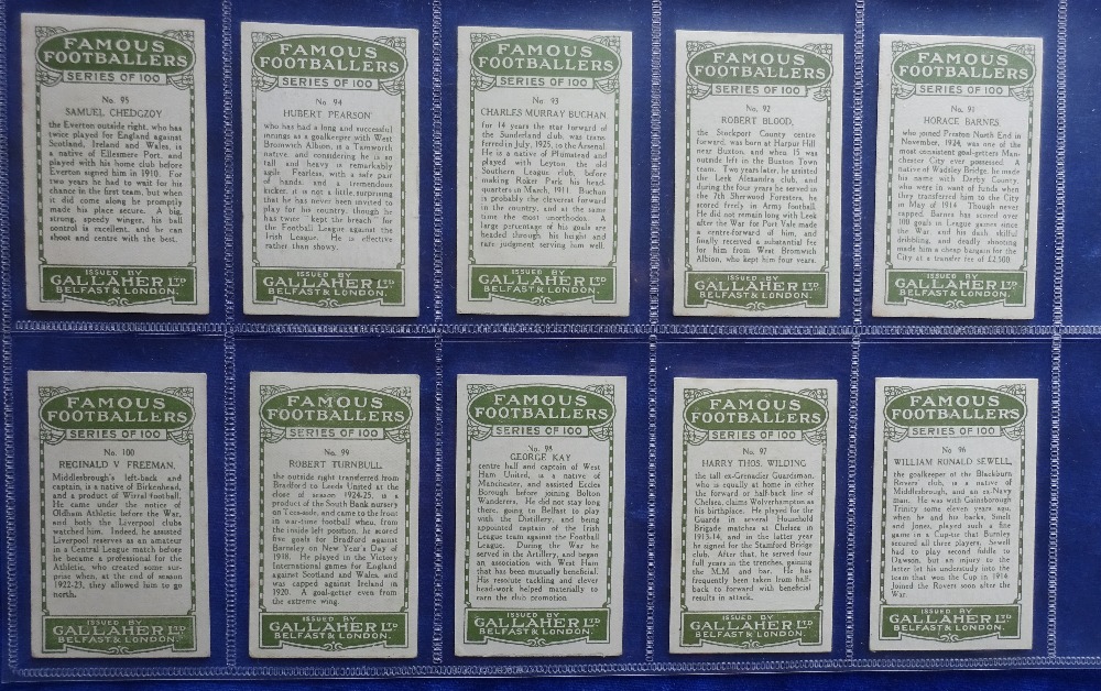 Cigarette cards, Gallaher, Famous Footballers green backs, set 100 cards (gd/vg) - Image 2 of 2