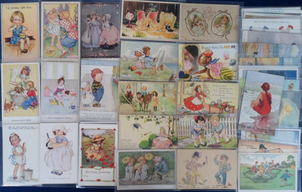 Postcards, Children, a good varied collection of approx. 60 illustrated cards of children. Artists - Image 2 of 2