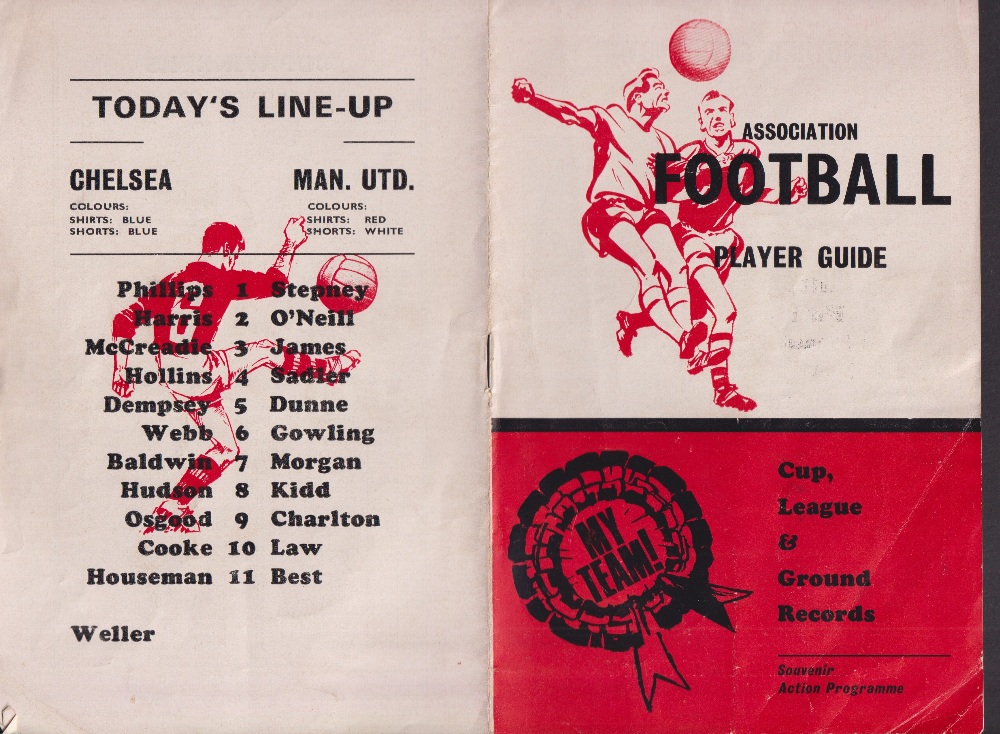 Football programme, Chelsea v Manchester Utd, 9 Jan 1971, Division 1, 8 page pirate issue by Martins