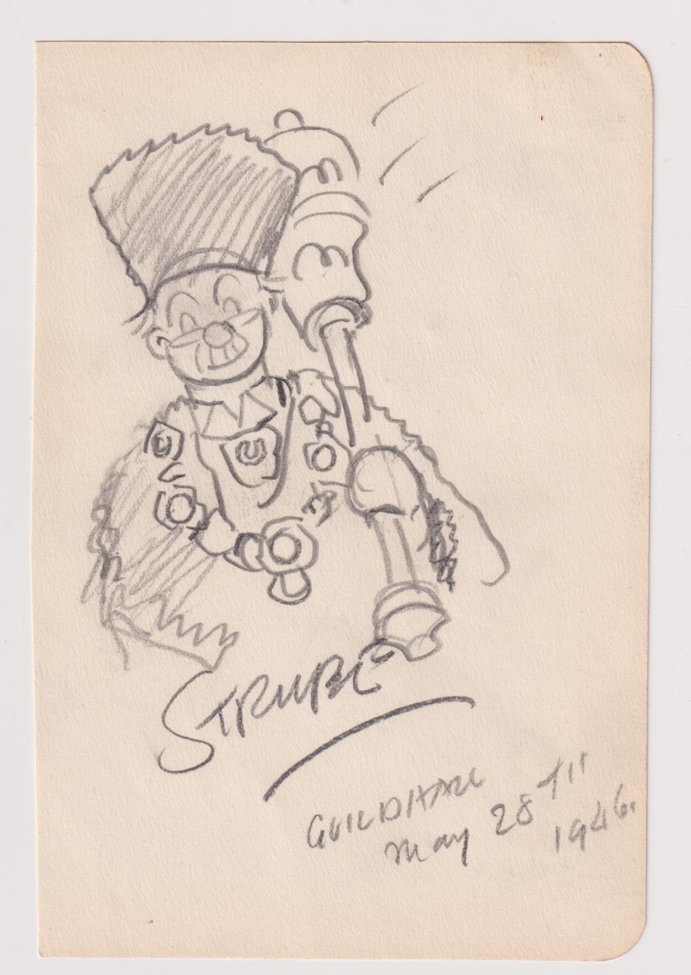 Autograph, Sidney Strube (1891-1956), British cartoonist, a pencil sketch on cream paper signed '