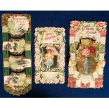 Ephemera, Edwardian Calendars, 3 die-cut, embossed, folding calendars, 1905 Shamrocks, 1906 Home's