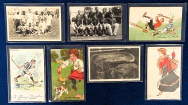 Postcards, Sport, 7 sport related cards inc. RP of British India Hockey team, gold medal winners