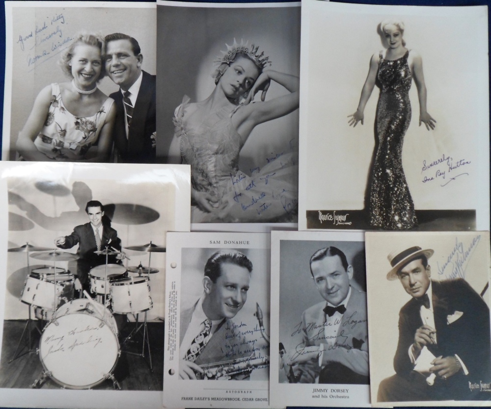 Autographs, Entertainment, a good selection of 12 signed photographs, letter (1) and printed