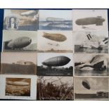 Postcards, Aviation, a Zeppelin and airship mix of approx. 21 cards, with RPs of military airship '