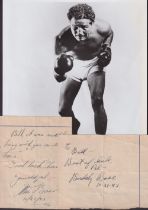 Boxing autograph, Max Baer, World Heavyweight Champion 1934/35, a handwritten note dated 27 Oct 1943