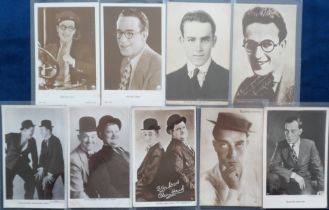 Postcards, Cinema, a selection of 9 male cinema stars, inc. Laurel & Hardy (3), Buster Keaton (2),