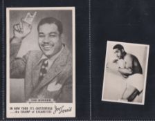 Cigarette cards, Boxing, 2 cards both depicting Joe Louis. Chesterfield Cigarettes Postcard sized