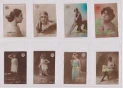 Cigarette cards, Algeria, Joseph Bardou, Actresses, sepia photos, some hand-coloured. 'M' size, 36