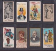 Cigarette cards, 8 scarcer type cards including A Baker Actresses 3 sizes (standard size),