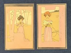 Postcards, Glamour, a pair of glamour cards illustrated by Raphael Kirchner in the series G9 nos 1