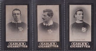 Cigarette cards, Cadle's, Footballers, 3 cards, Selwyn Biggs, Cardiff, A J Gould, Newport, & C
