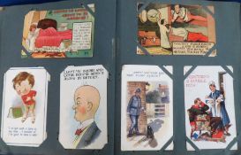 Postcards, a vintage album of approx. 270 mixed UK cards, mostly comic and greetings, inc. McGill,