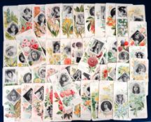 Trade cards, Spain, Jaime Chocolates, Beauties & Flowers, Series 2A, large size (set, 50 cards) (