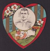Trade card, J. Baines, Shield shaped football card, 'West Hartlepool', J. Geency inset Mr. Lewis