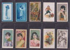 Cigarette cards, China, 40 type cards, printed back issues, subjects include beauties, military,