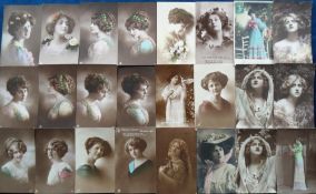 Postcards, Glamour, art and photographic beauties, a selection of approx. 120 cards to include