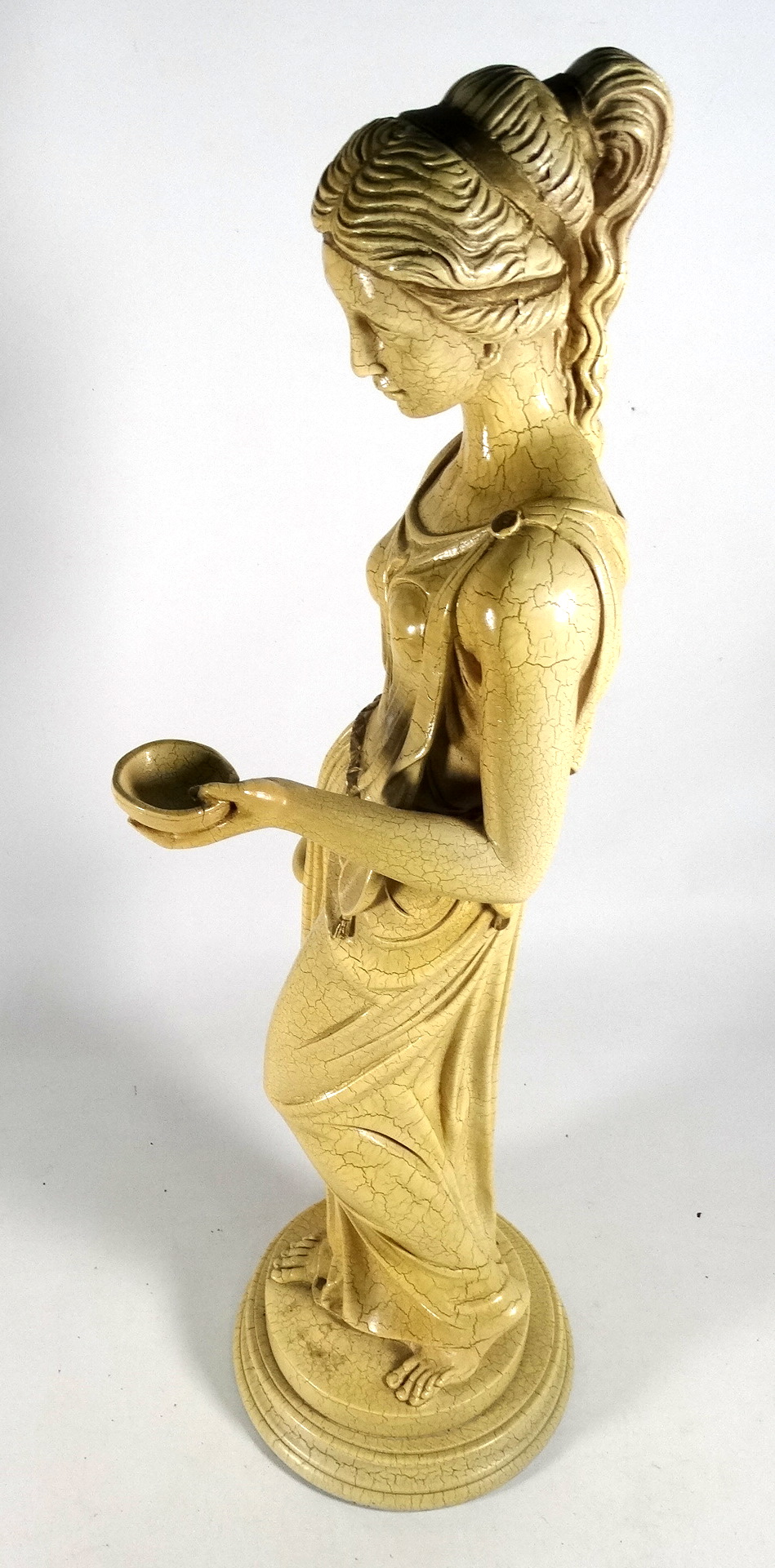 A statue of a classical female figure - ceramic with a craquelure finish, height 63cm. - Image 2 of 2