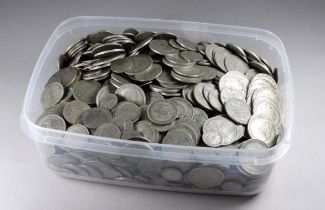 A quantity of mostly 1920-1947 silver coinage - together with some later, weight 8.1kg.