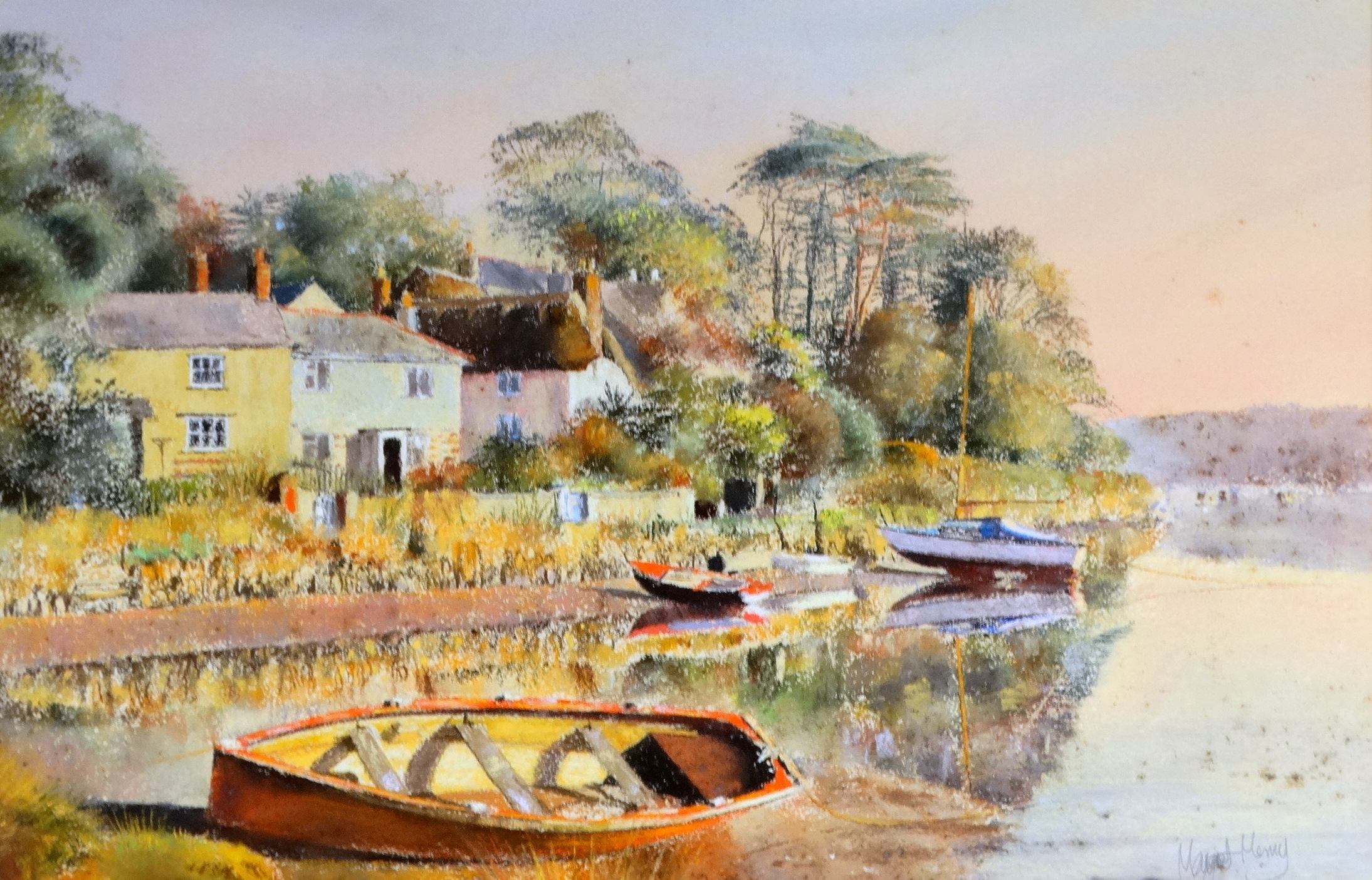 # Margaret MERRY (British 20th-21st Century) On the Helford Low Tide Pastel Signed lower right - Bild 2 aus 9