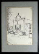 # Willian A Martin (Cornish 1899-1988) Back Street Falmouth Pen and ink Signed lower right Framed