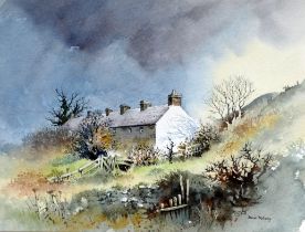 # David BELLANY (British 20th-21st Century) Cottage Row - Clydach Watercolour Signed lower right,