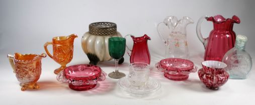 A 19th century pressed glass cup and saucer - by Henry Greener circa 1869, together with two