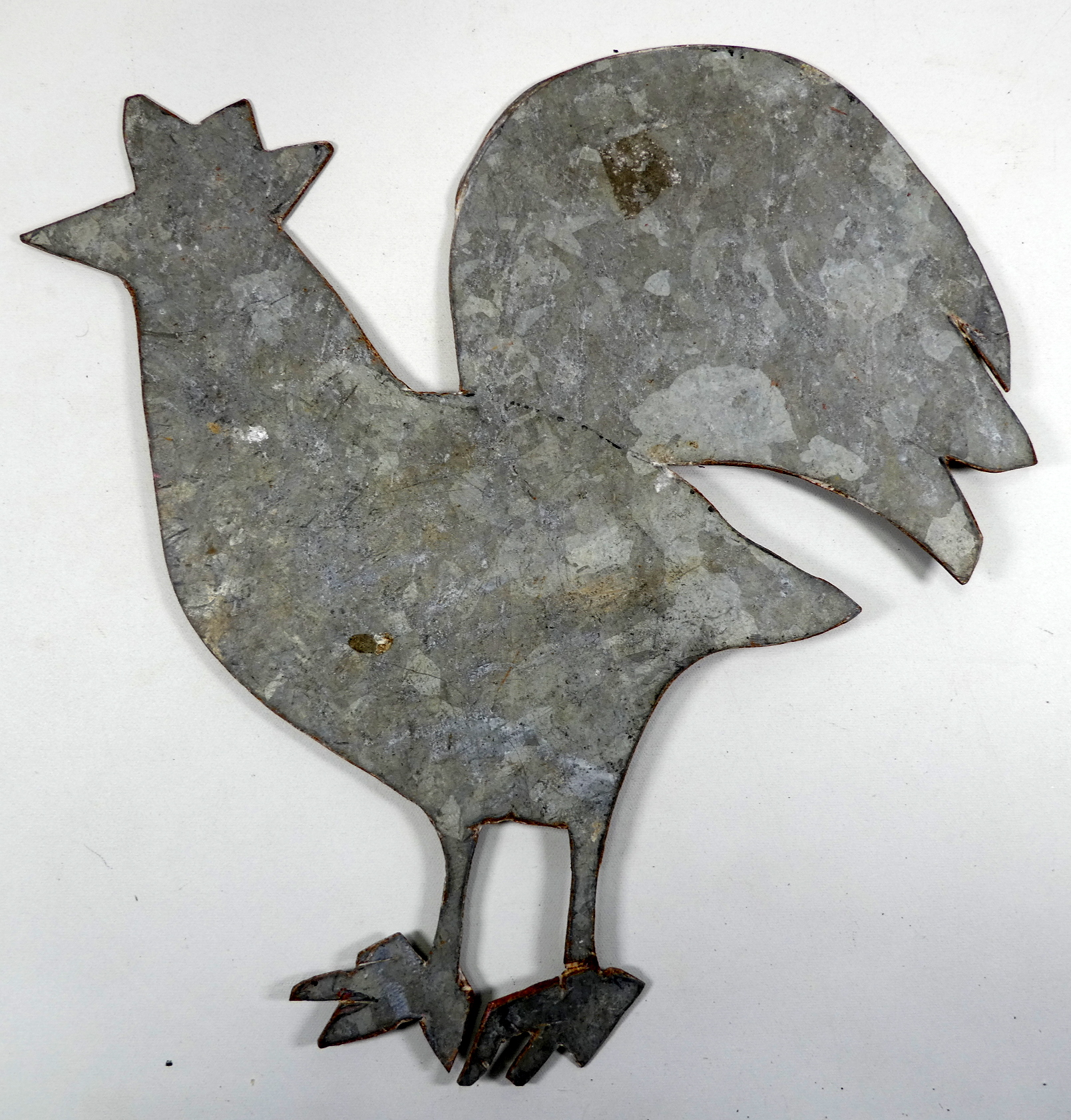 21st century British Naive School - a zinc figure of a cockerel, in silhouette, height 44cm,