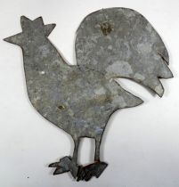 21st century British Naive School - a zinc figure of a cockerel, in silhouette, height 44cm,