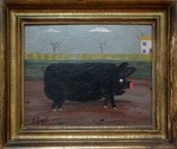 Steve CAMPS (British b. 1957) Pugwash The Black Pig Oil on board Signed lower left Framed Picture