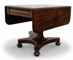 An early Victorian mahogany Pembroke table - the rectangular top above an octagonal pedestal support