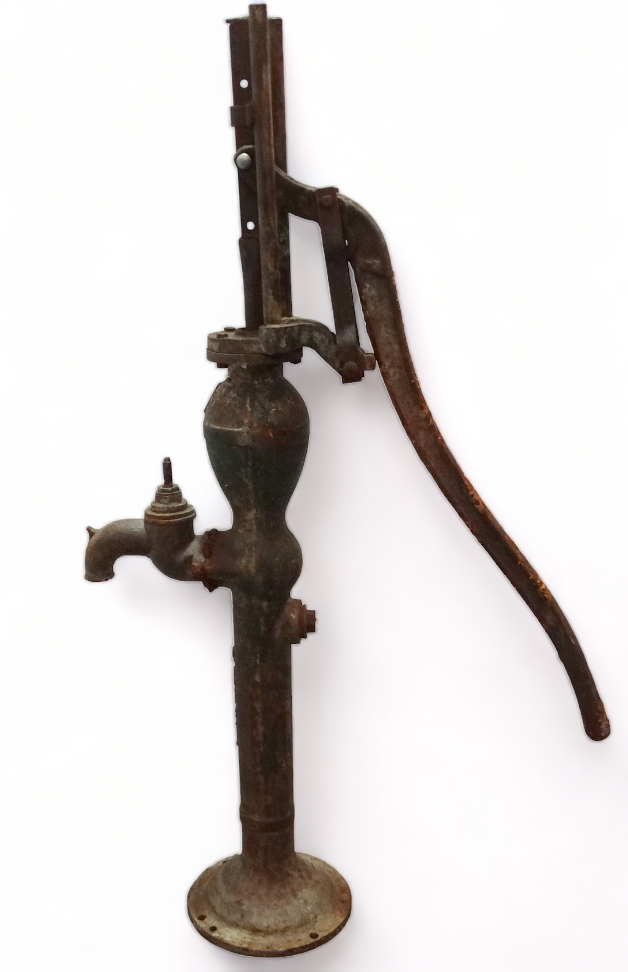 A cast iron pump - the spout with a tap fitting, height 125cm.