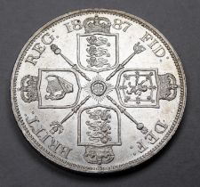 A Victorian double florin - dated 1887.